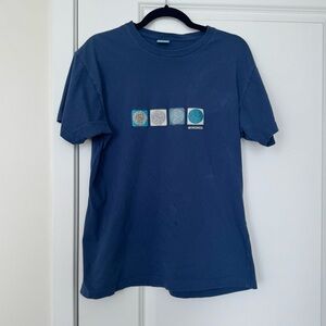 Vintage Mykonos Greece Blue Cotton Graphic T-Shirt